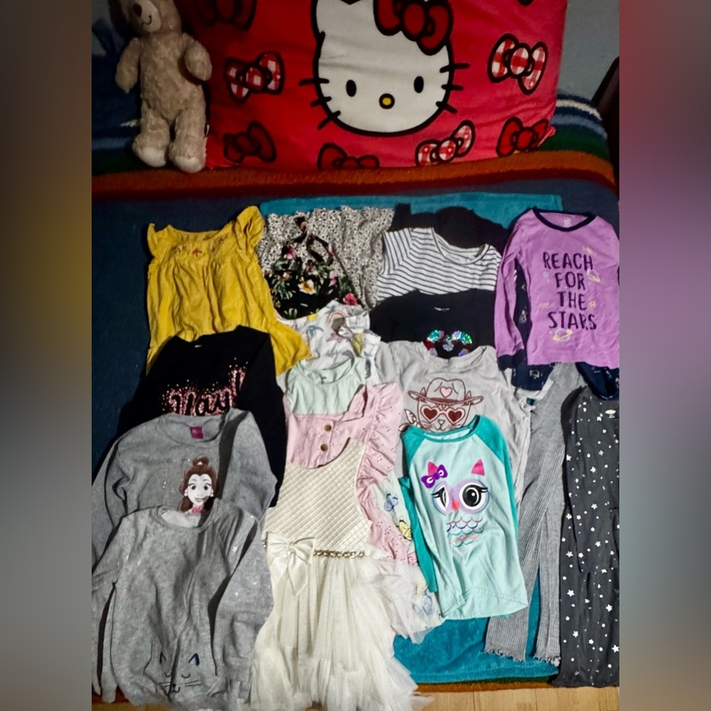 Girls Mixed Clothing Lot - Bright Yellow, Pink, Teal & Gray Pieces